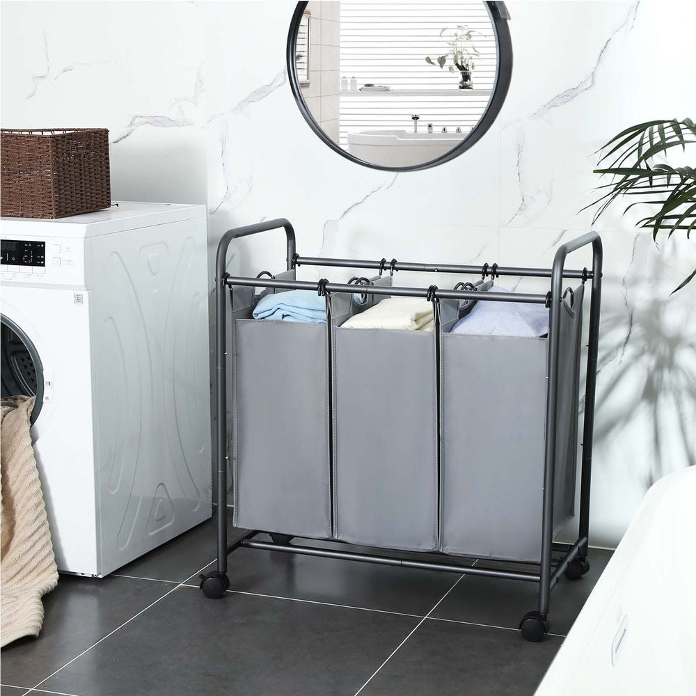 Wasmand 3 vakken - Grijs