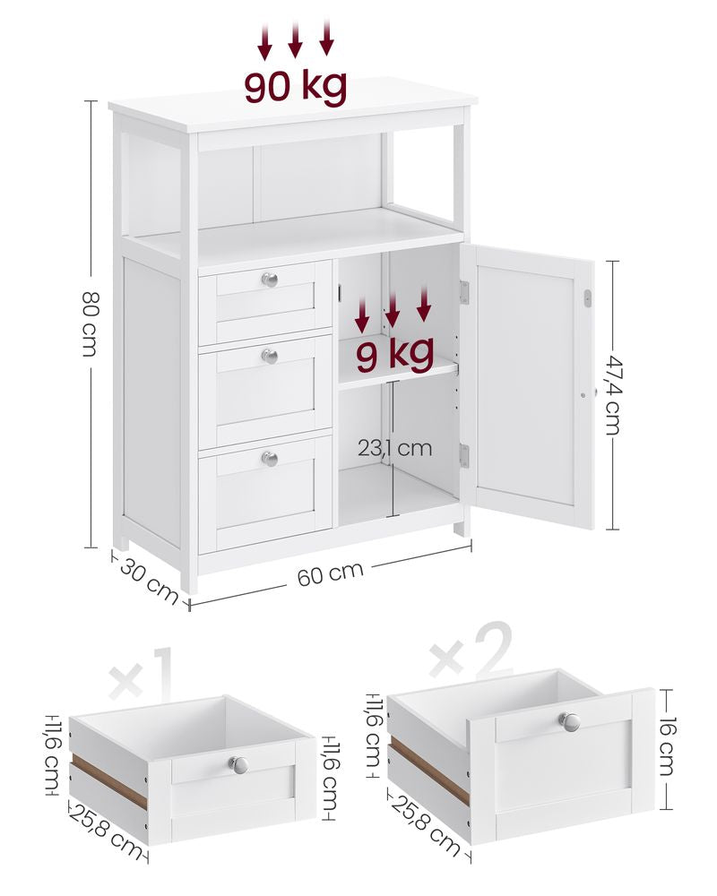 Opbergkast met 3 lades - Wit