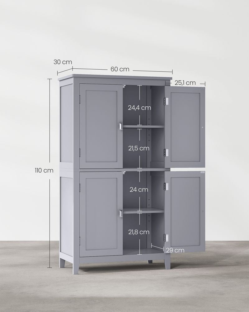 Kast Grijs 30 x 60 x 110cm met 4 deuren