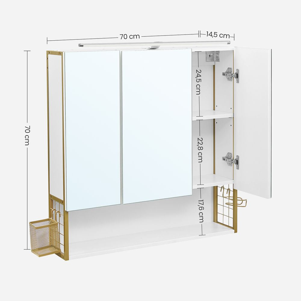 Spiegelkast met verlichting - Wit + Goud