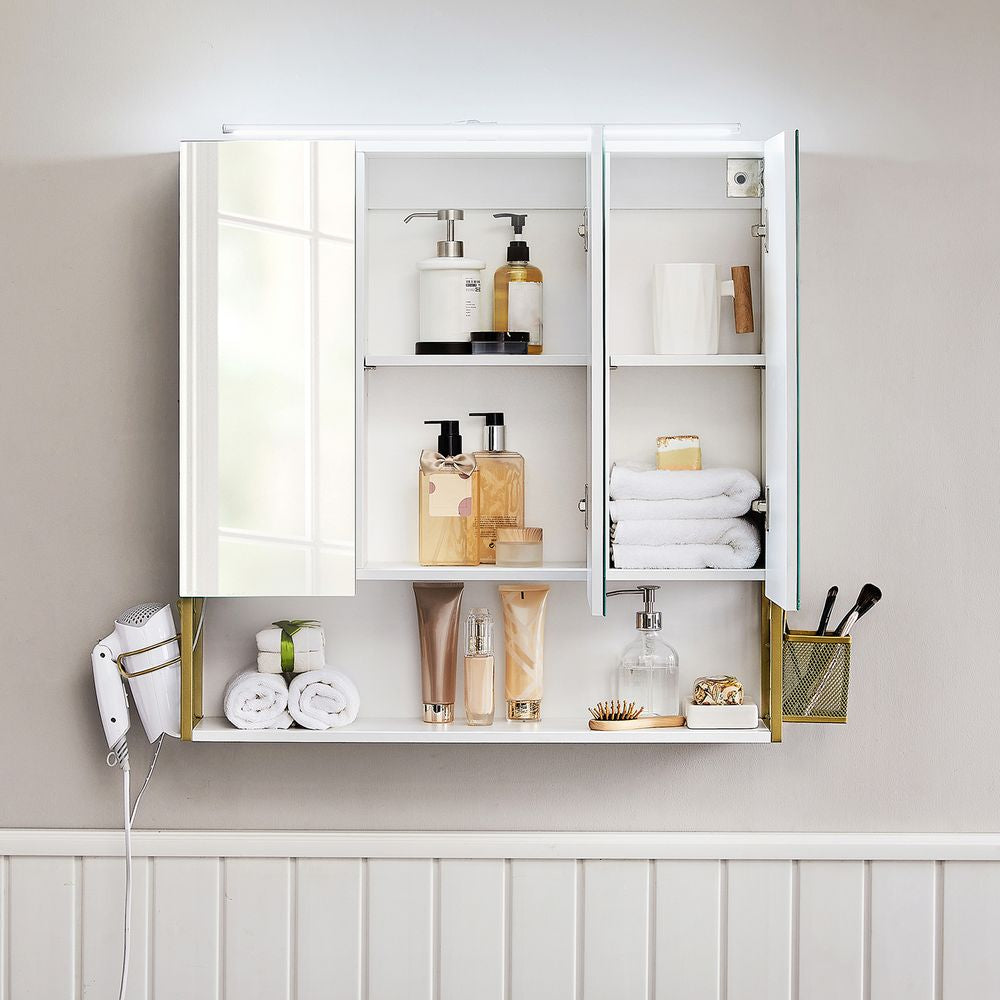 Spiegelkast met verlichting - Wit + Goud