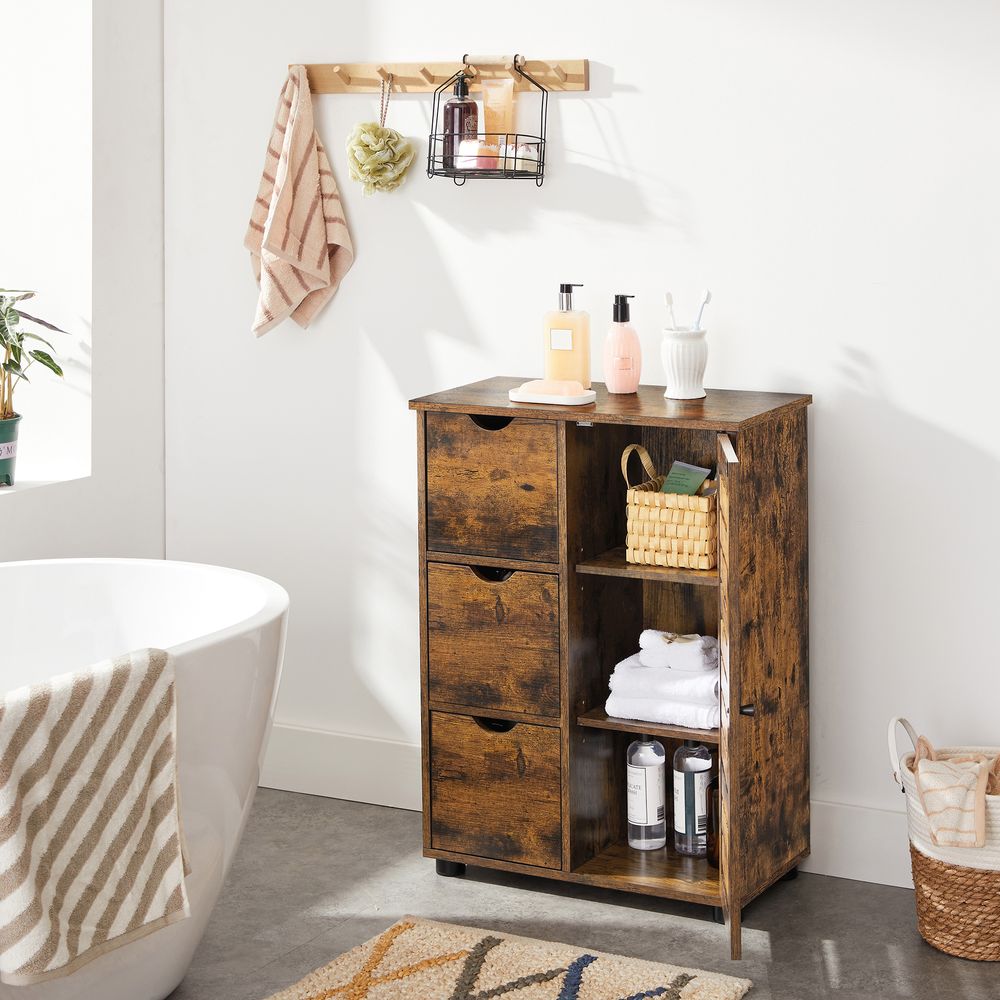 Opbergkast met lades en deur - Vintagebruin
