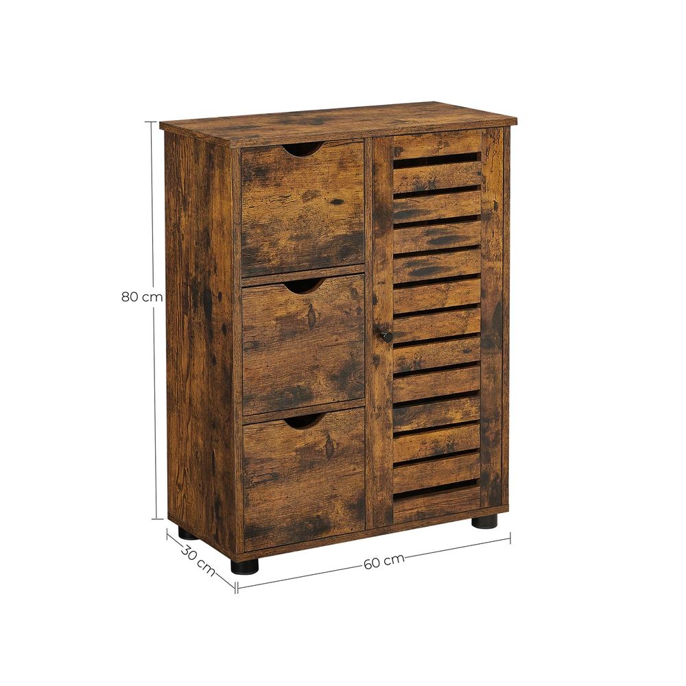 Opbergkast met lades en deur - Vintagebruin