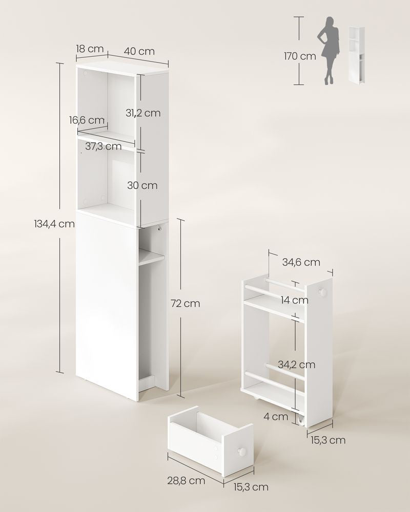 Opbergmeubel Hoog & Smal - Wit