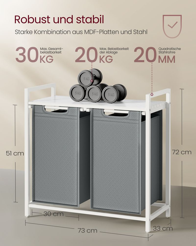 Wasmand 92L - Wit + Lichtgrijs
