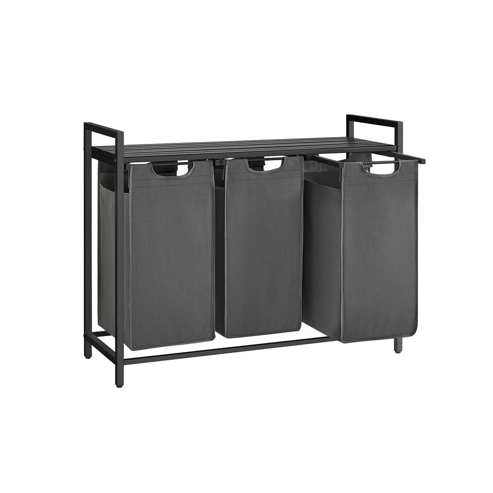 Wasmand 3x 38L - Zwart + Grijs