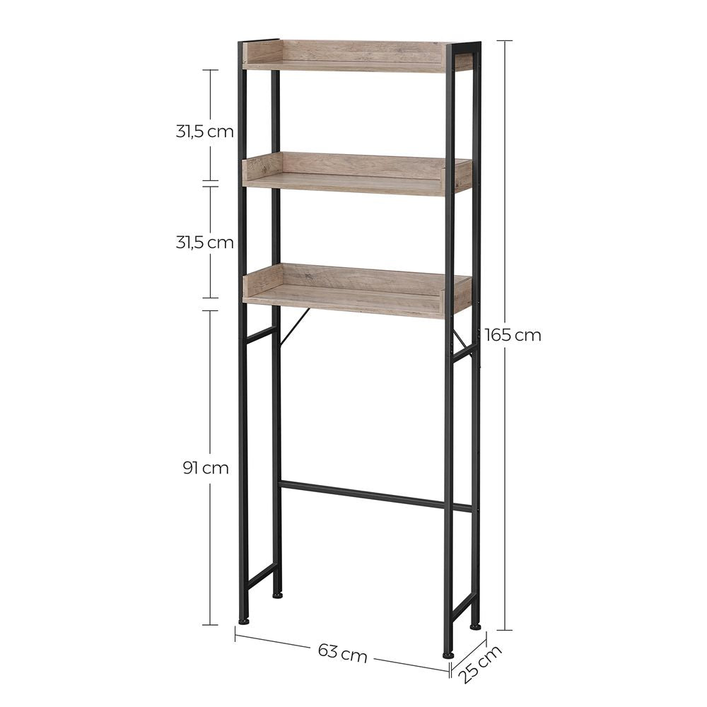Hoge kast met 3 open planken - Grijs + Zwart