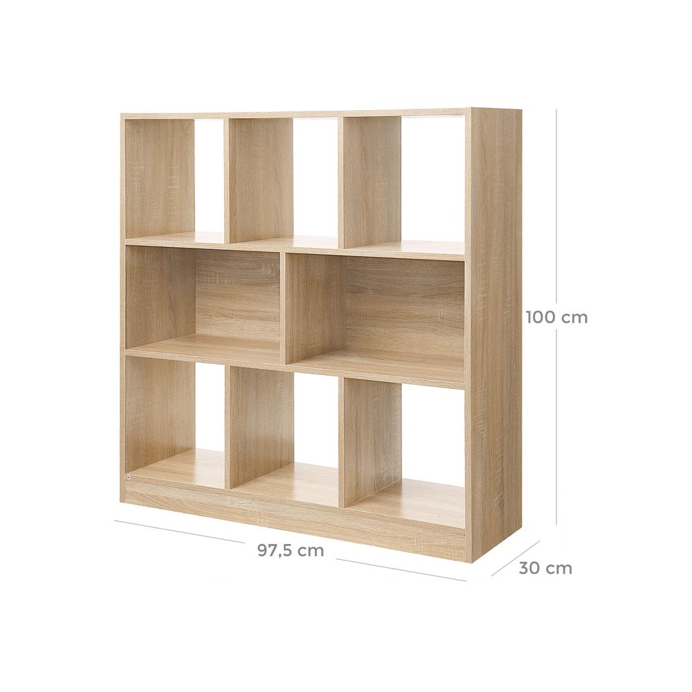 Boekenkast 8 vakken 97,5x30x100 cm - Eik