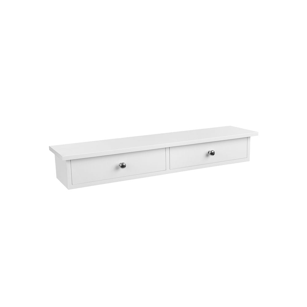 Zwevende wandplank met lades - Wit