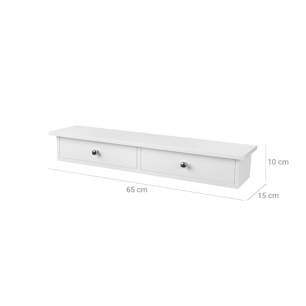 Zwevende wandplank met lades - Wit