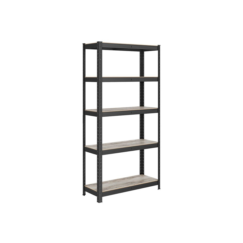 Opbergrek - 5 niveaus tot 650KG - Zwart + Natuurlijk hout