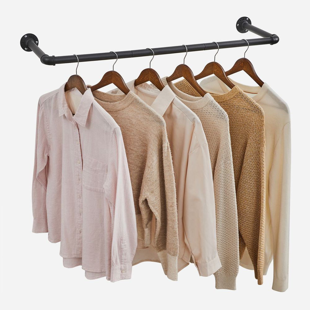 Kledingroede voor aan de muur 92CM - Zwart (Set van 2)