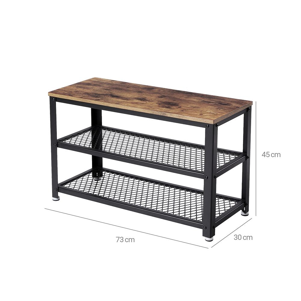 Industrieel design schoenenbank en plank - Vintagebruin