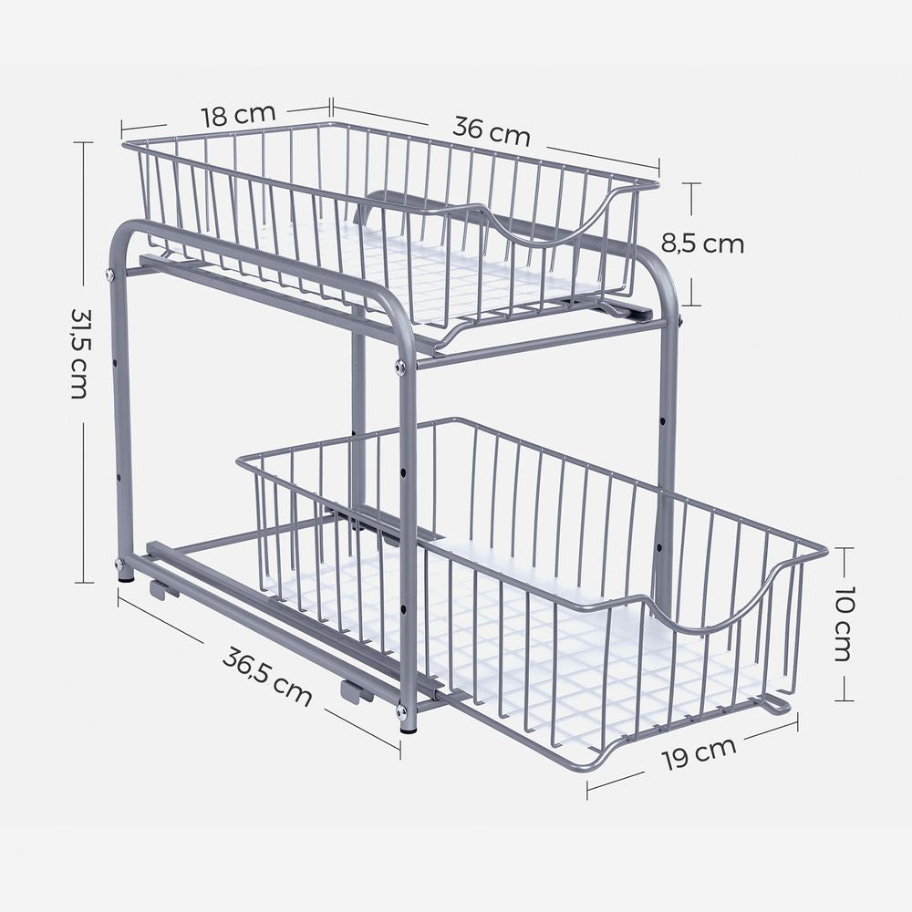 Organizer met 2 lades - Zilver (Set van 2)