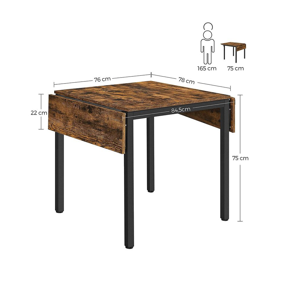 Keukentafel Industrieel - Vintagebruin + Zwart (120 x 78 x 76.2 cm)