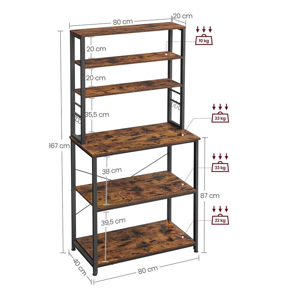 Industrieel design keukenrek - Vintagebruin + Zwart