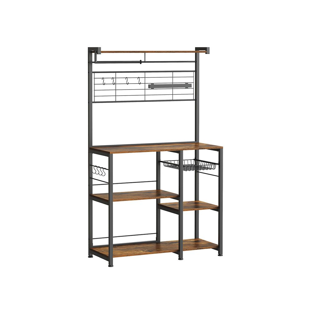 Opbergkast met planken, haken & messenhouder - Vintagebruin