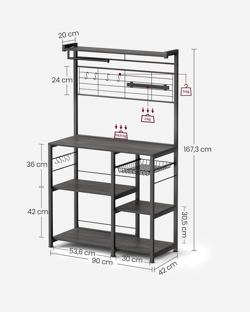 Opbergkast met planken, haken & messenhouder - Ebbenhout Zwart
