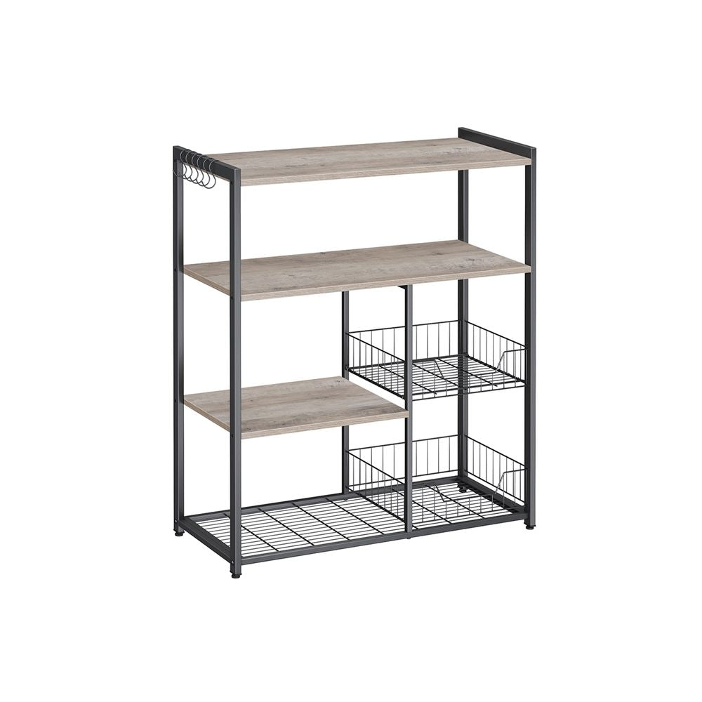 Opbergkast met 2 manden & haken - Grijs + Zwart