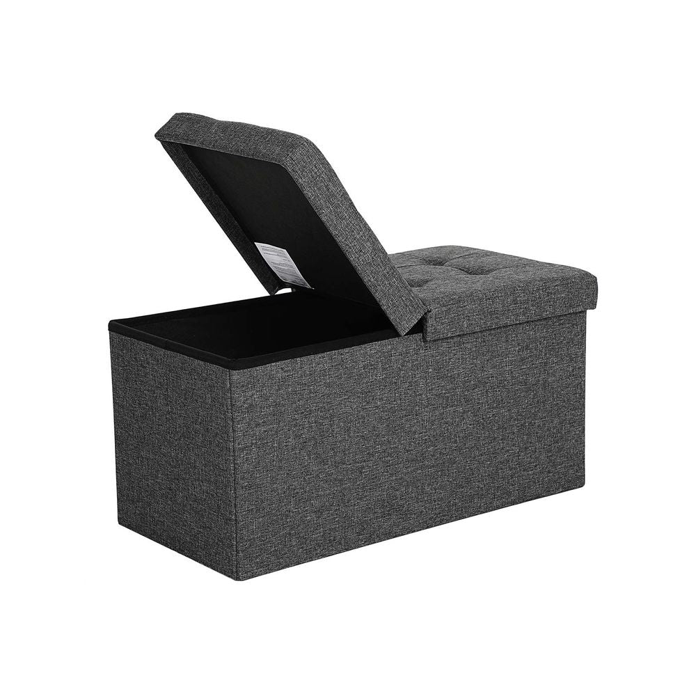 Bank met scharnierdeksel 76 cm - Donkergrijs