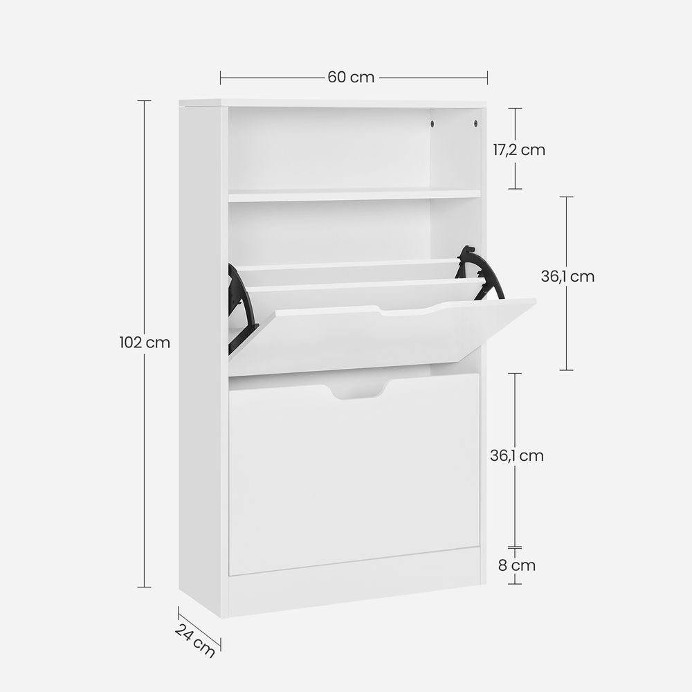 Schoenenkast met 2 kleppen - Wit