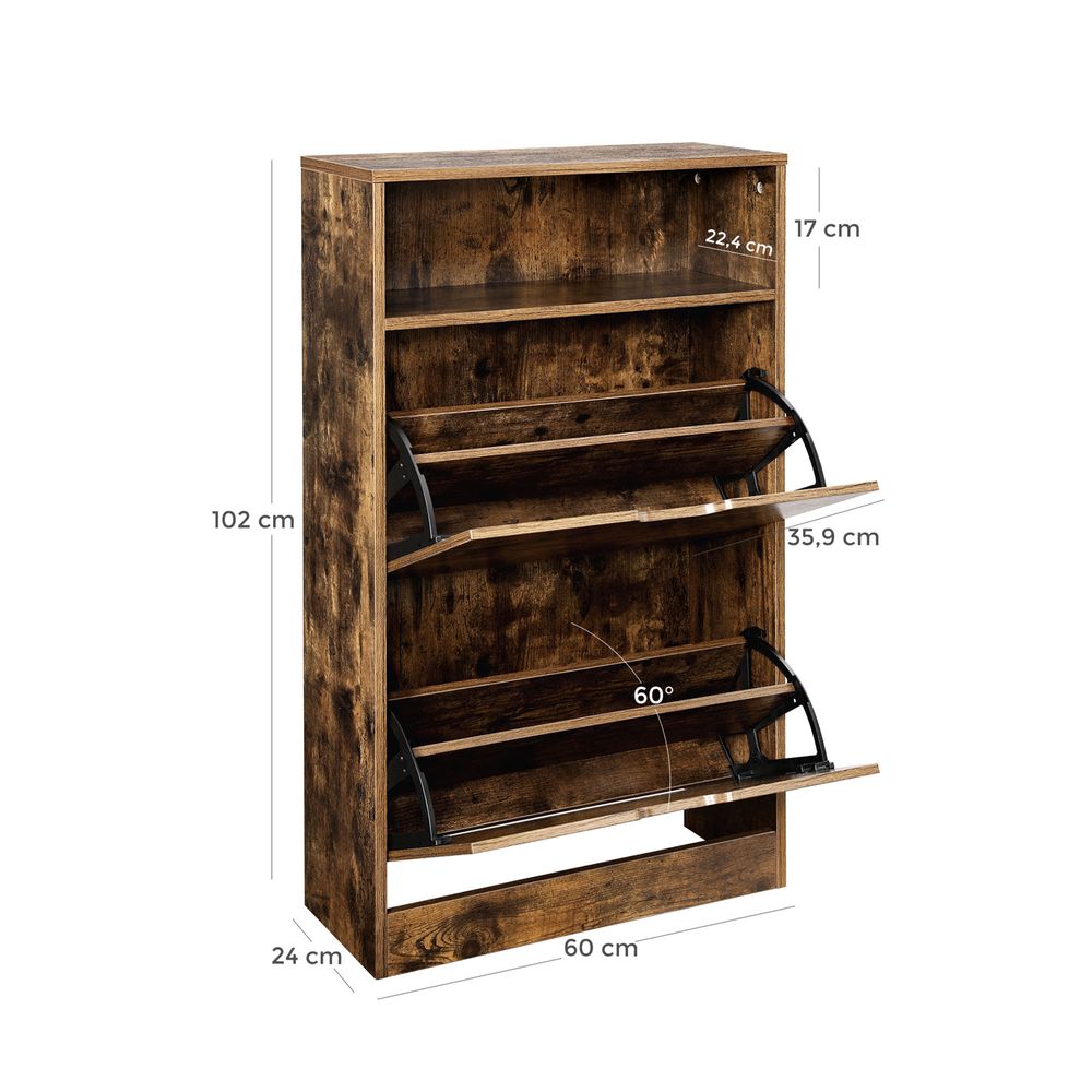 Schoenenkast met 2 kleppen - Vintagebruin
