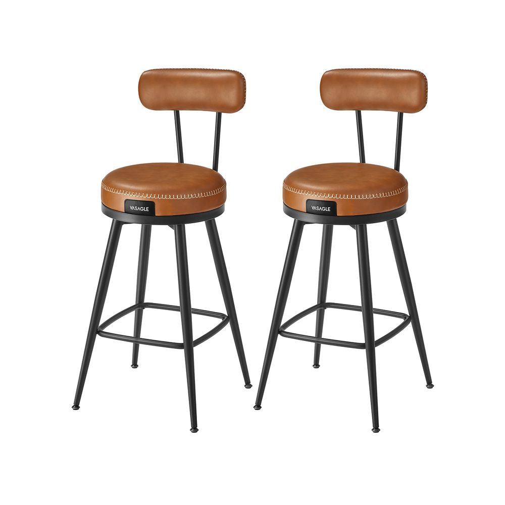 Barkruk met rugleuning set van 2 - Karamelbruin