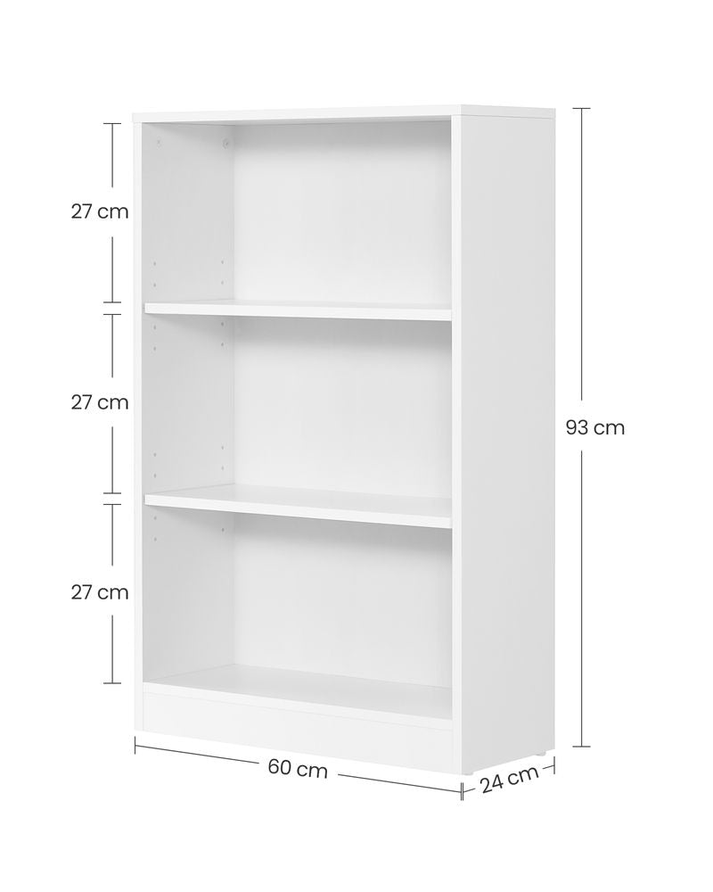 Boekenkast 3 vakken 24 x 60 x 93 cm - Wit