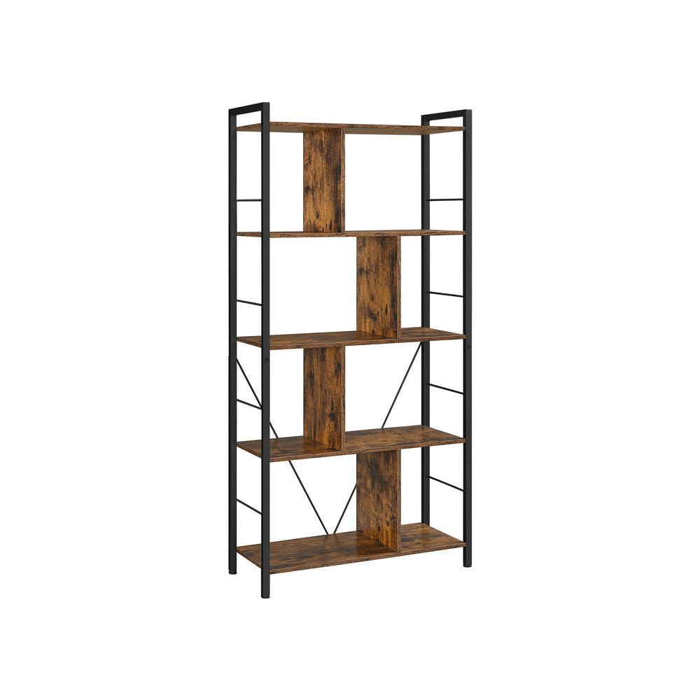 Boekenkast 5 niveaus - Vintagebruin + Zwart