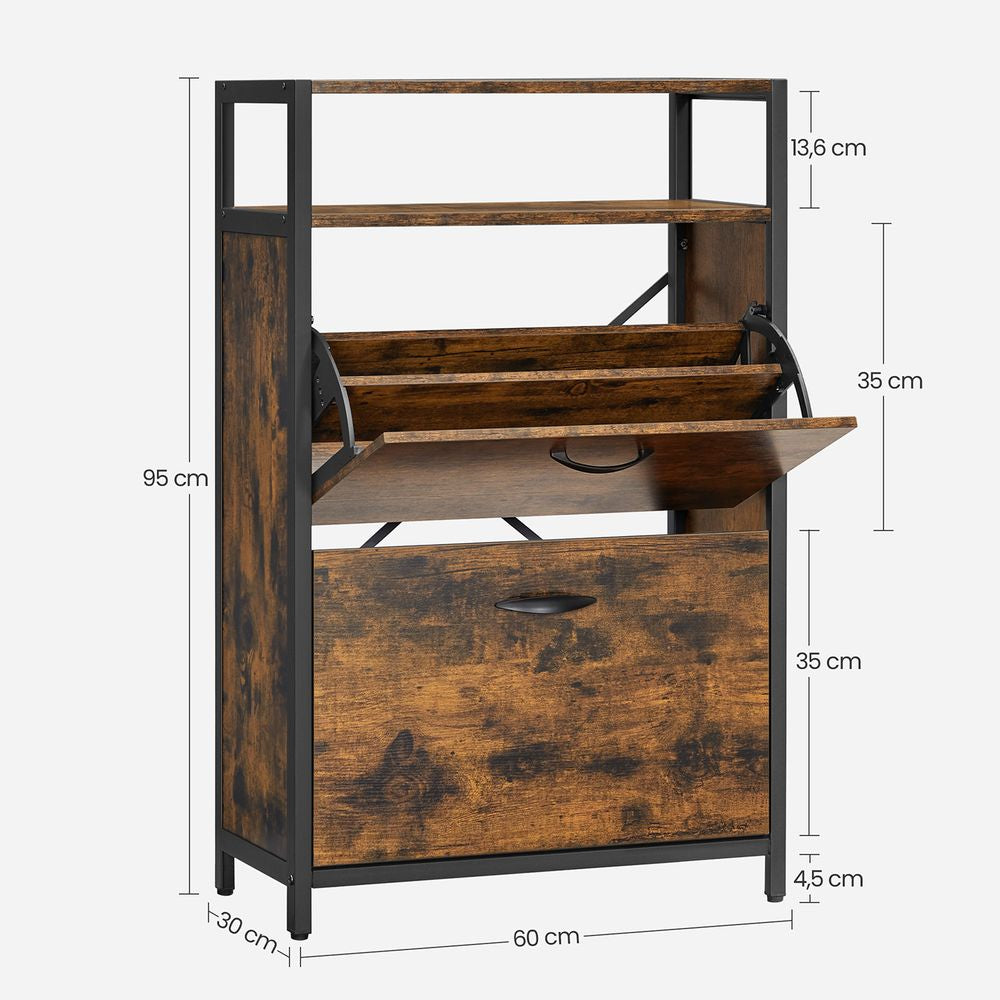 Schoenenkast met 2 kleppen - Vintagebruin