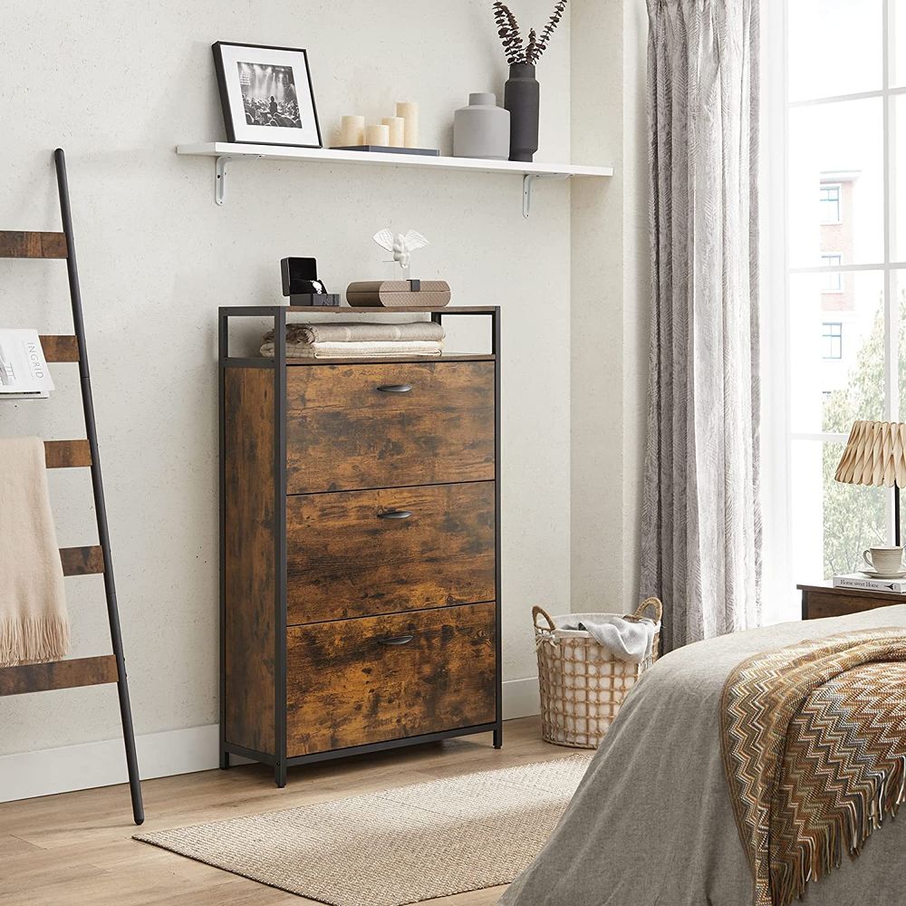 Schoenenkast met 3 kleppen - Vintagebruin