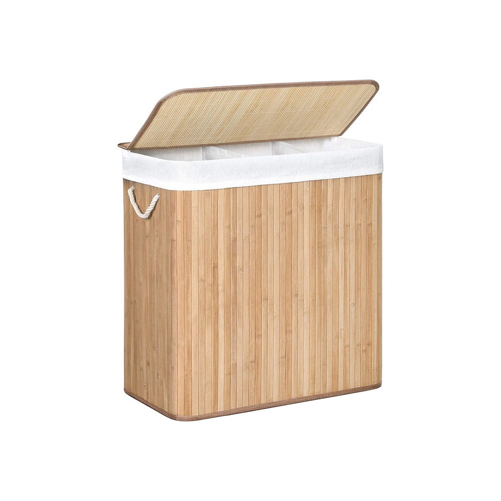 Wasmand met 3 vakken 150L - Natural