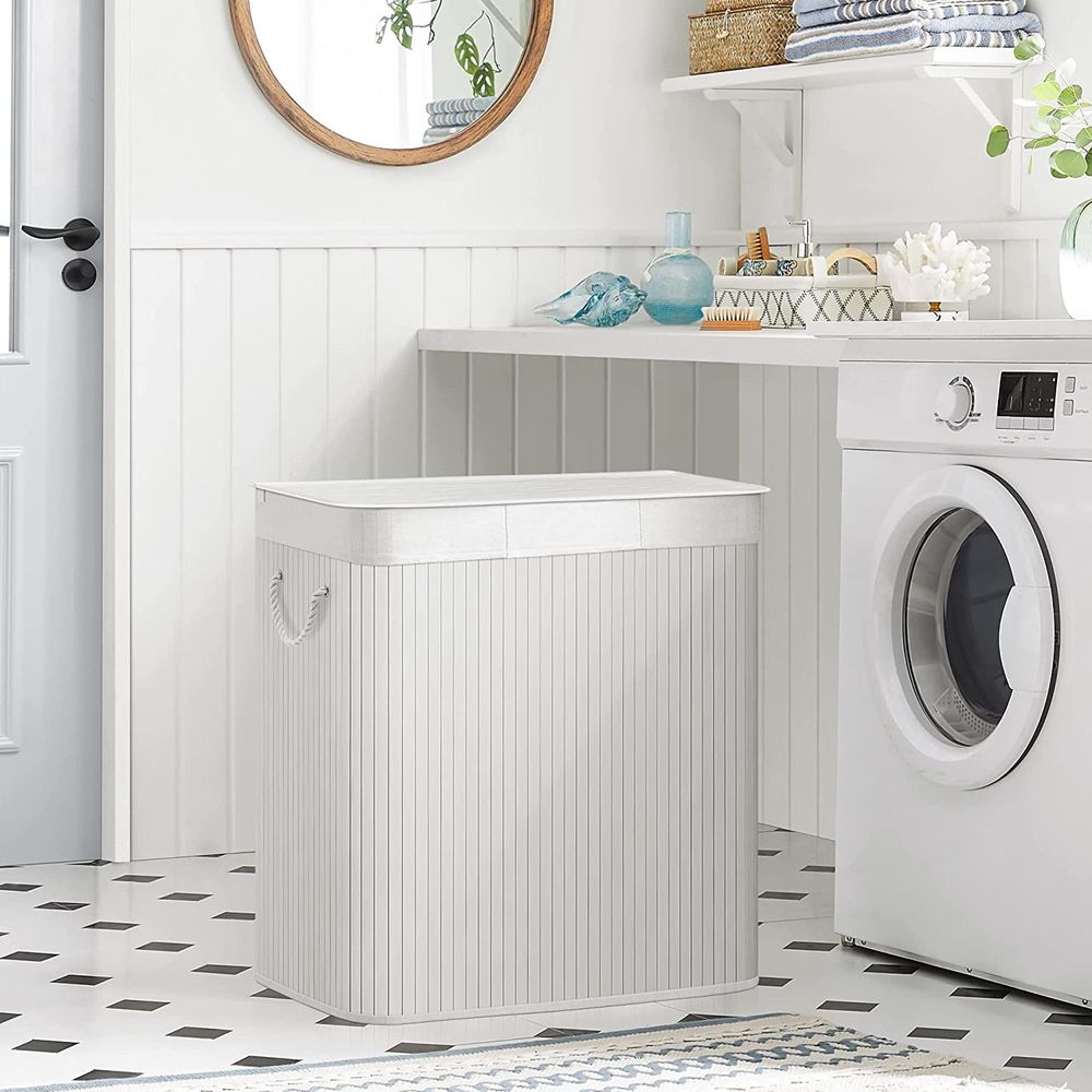 Wasmand met 3 vakken 150L - Wit
