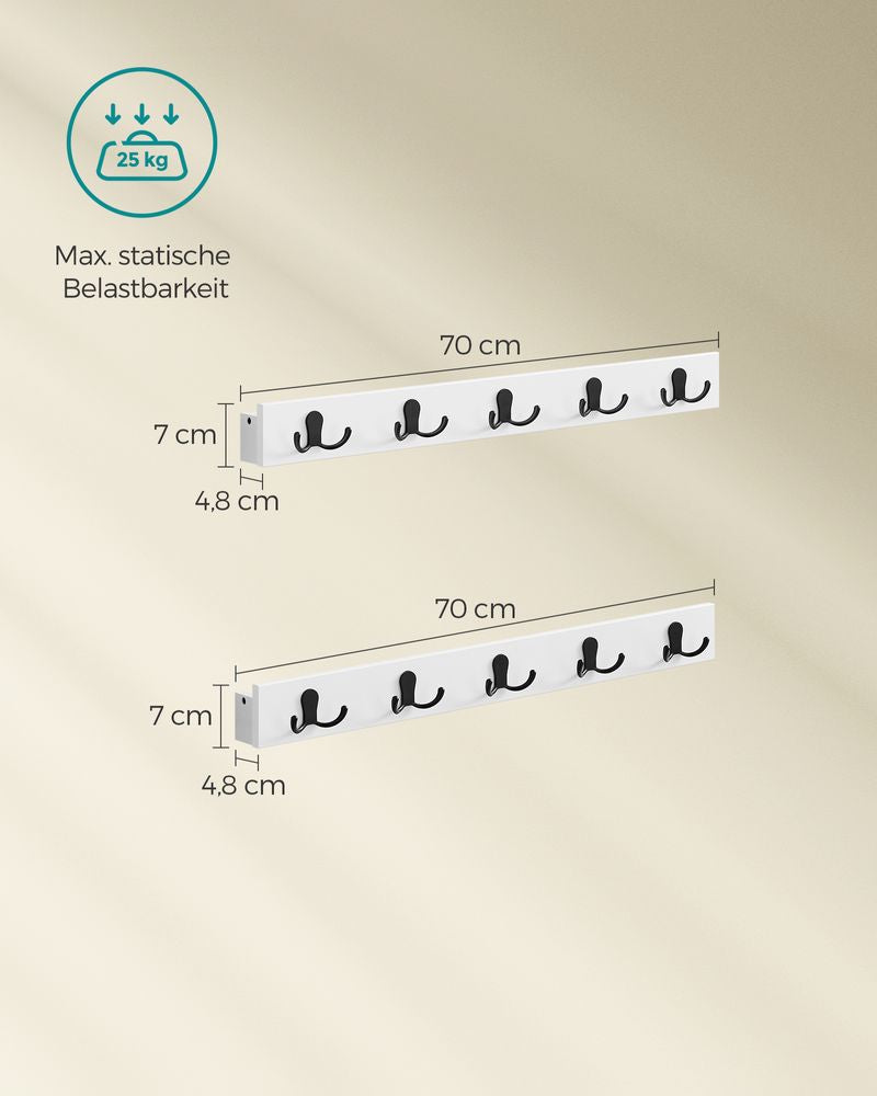 Kapstok met plank en metalen haken - Wolkwit (Set van 2)