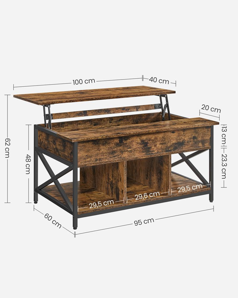 In hoogte verstelbare salontafel 60 x 100 x (48-62) cm