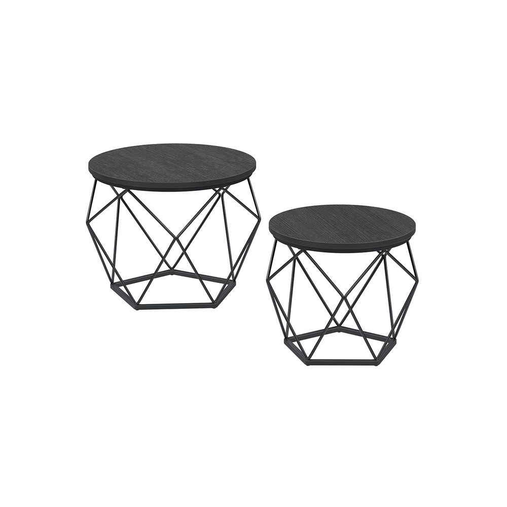 Set van 2 salontafels vintage bruin en zwart