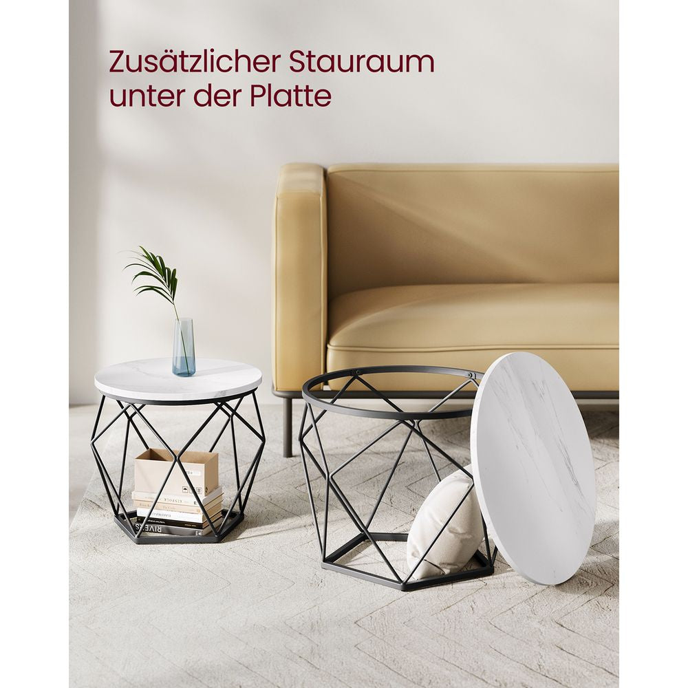 Set van 2 salontafels vintage bruin en zwart