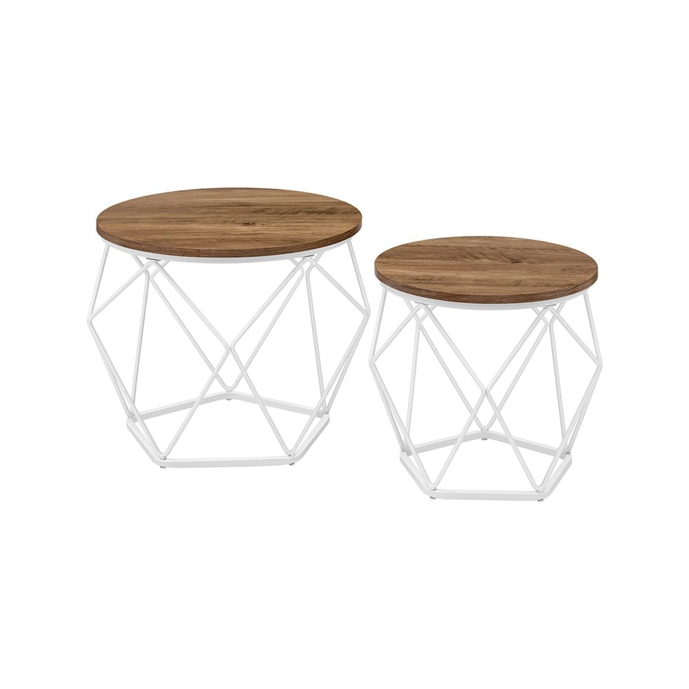 Set van 2 salontafels vintage bruin en zwart