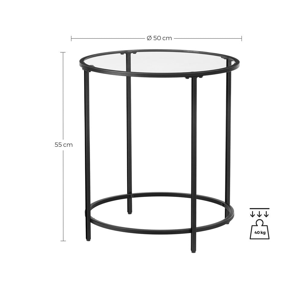 Ronde bijzettafel met zwart metalen frame