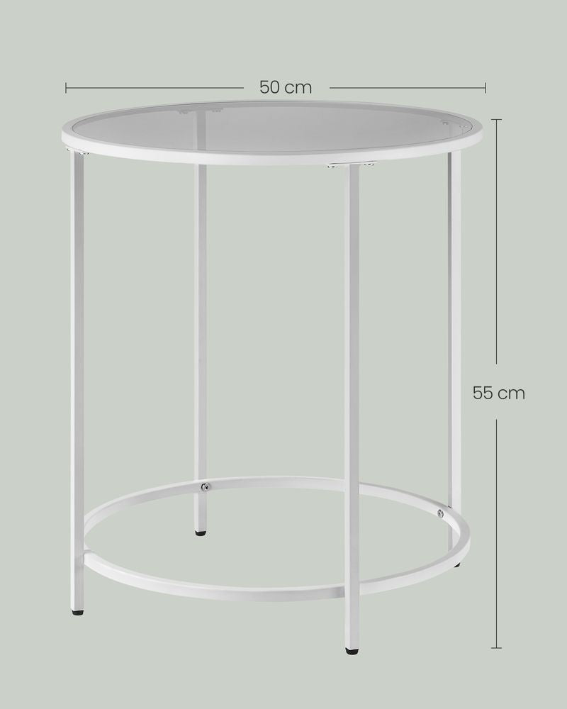 Ronde bijzettafel met parelwit metalen frame