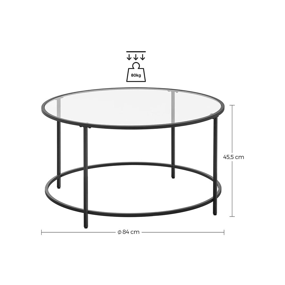Ronde salontafel met zwart metalen frame