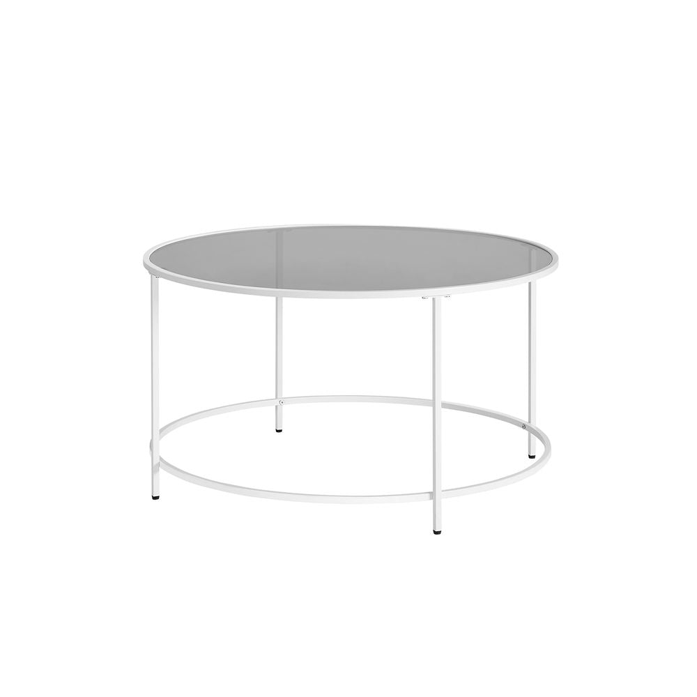 Ronde salontafel met parelwit stalen frame