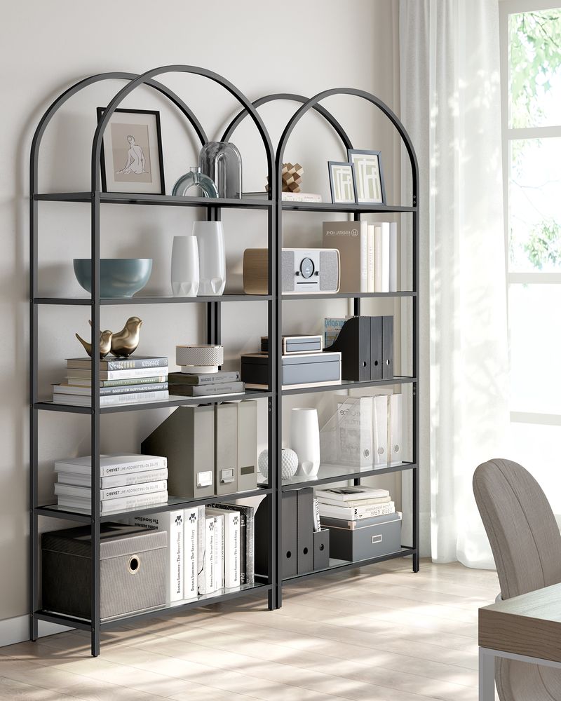 Metalen kast met gehard glas - Zwart + Grijs