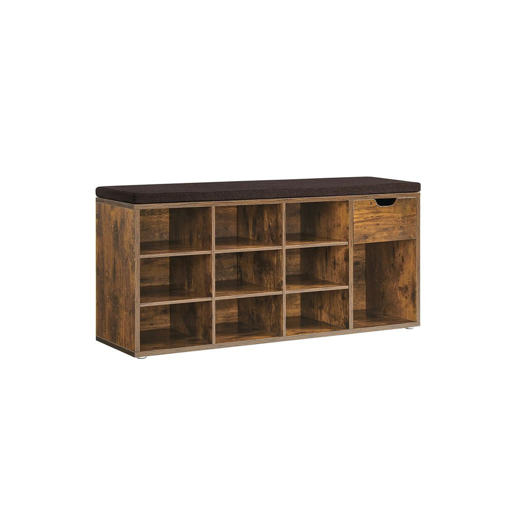 Schoenenbank met lade - Vintagebruin + Bruin