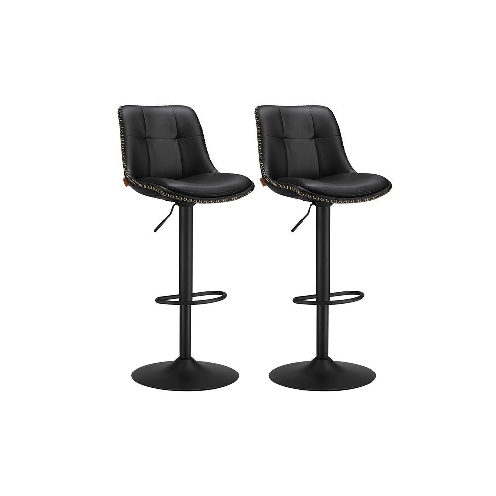Barkruk met rugleuning set van 2 - Zwart