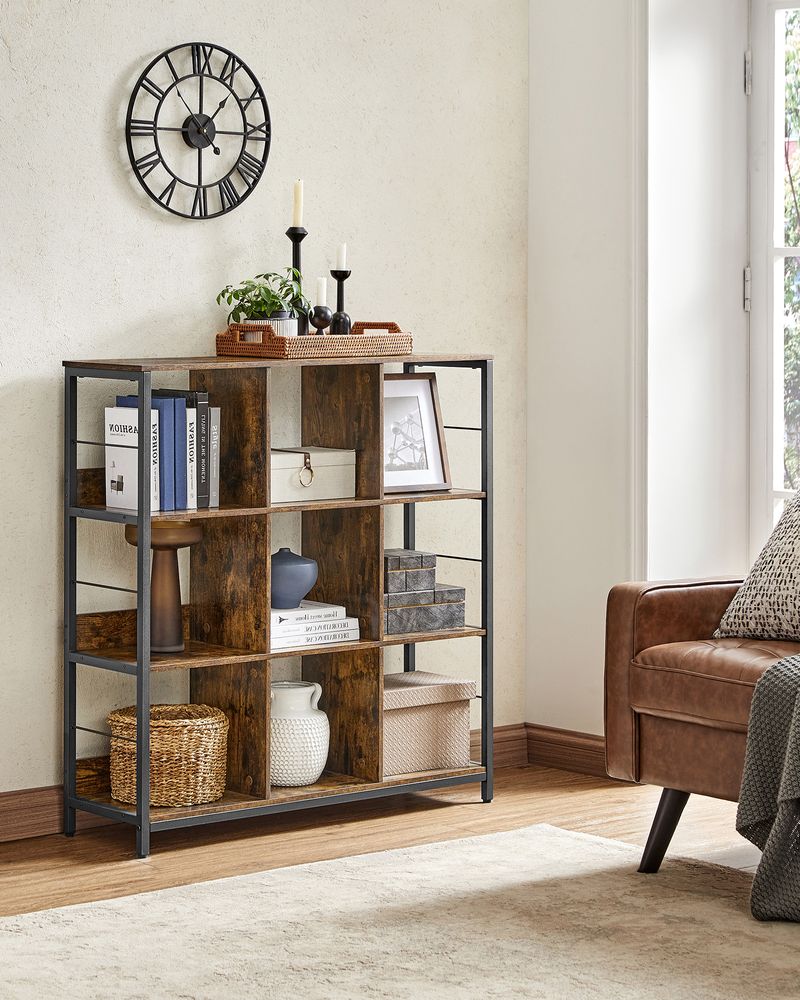 Open kast met 9 vakken - Vintagebruin