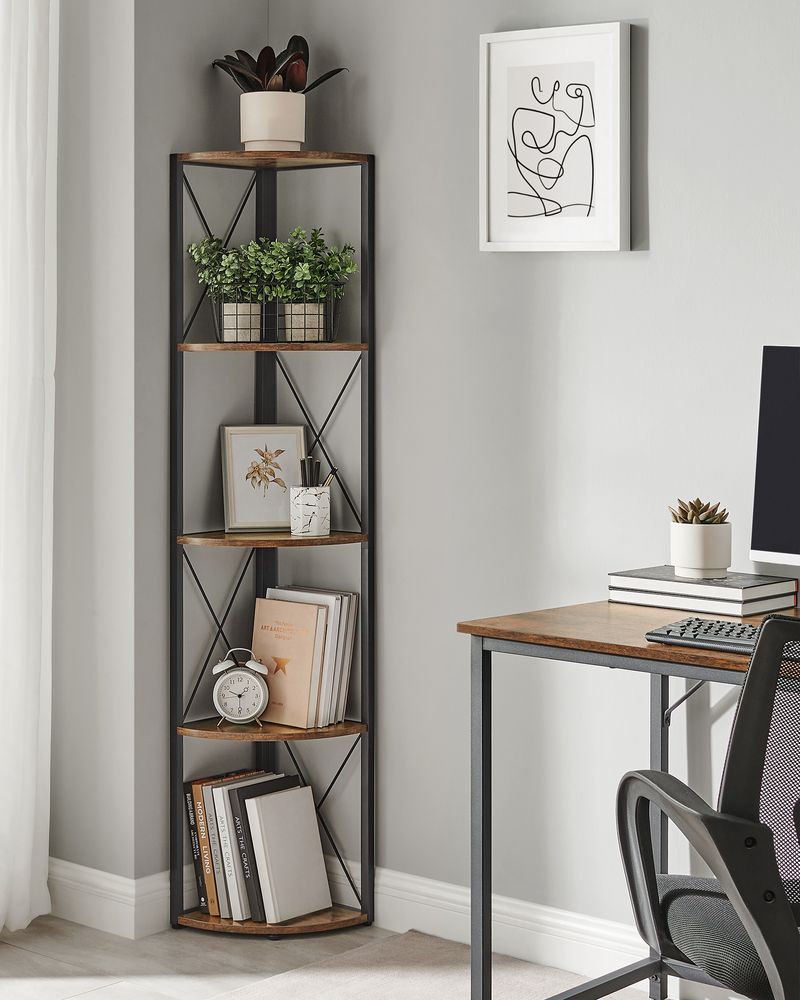 Hoekplank met 5 niveaus - Vintagebruin + Zwart