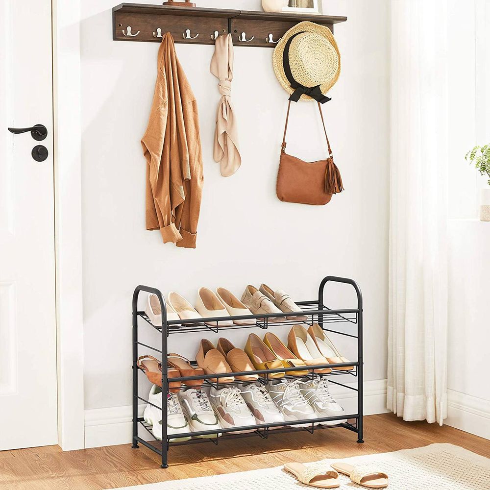 Schoenenrek met 3 planken - Zwart