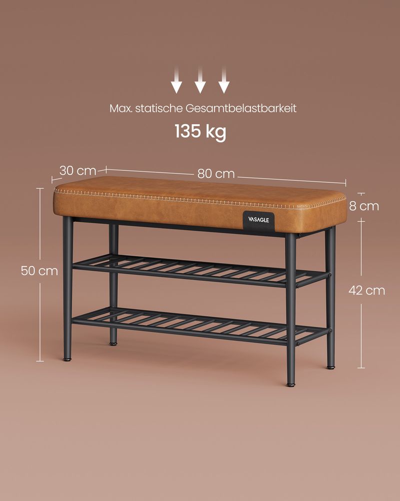 Moderne schoenenbank 30x80x50CM - Karamelbruin