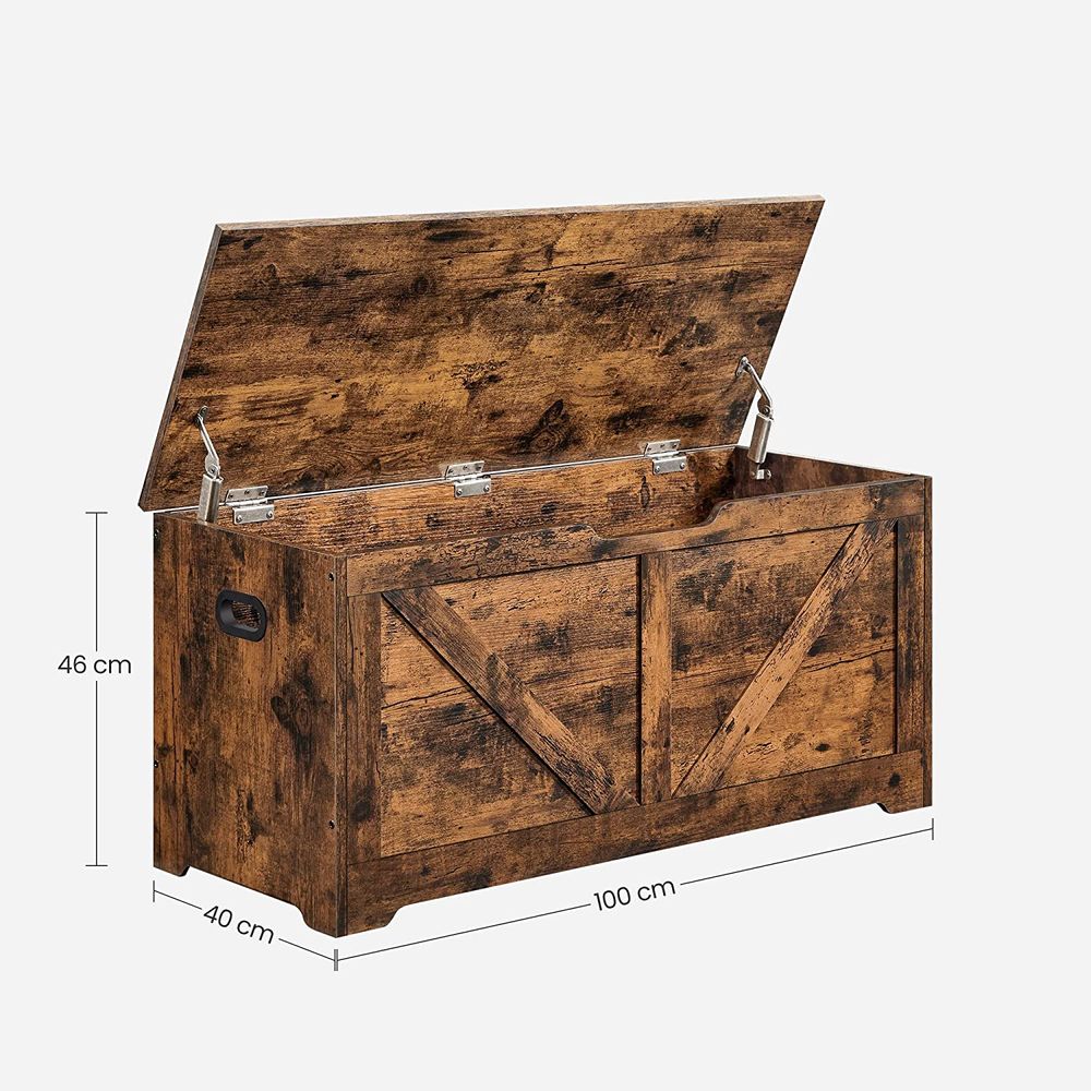 Landelijke bank met opbergruimte 40x100x46 - Vintagebruin